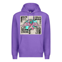 Purple cancer ribbon with angel wings Premium Hoodie - CowGirlArtShop