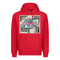 Red cancer ribbon with angel wings Premium Hoodie - CowGirlArtShop