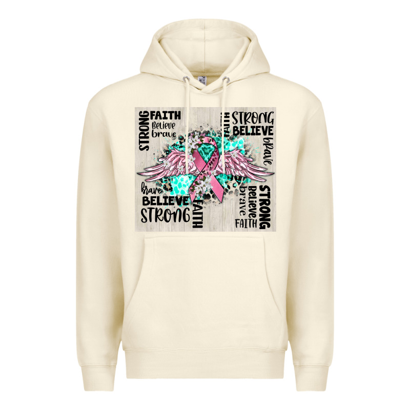 Cancer Ribbon With Angel Wings Premium Hoodie by CowGirlArtShop | Teevron