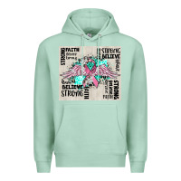 Seafoam cancer ribbon with angel wings Premium Hoodie - CowGirlArtShop