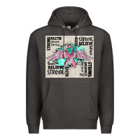 Smoke cancer ribbon with angel wings Premium Hoodie - CowGirlArtShop