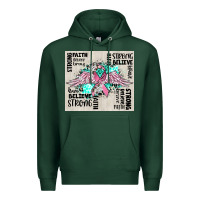 Sports Green cancer ribbon with angel wings Premium Hoodie - CowGirlArtShop