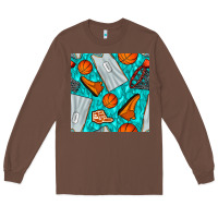 Chestnut basketball uniform and hoop seamless pattern Long Sleeve Tee - BundleAndBundleShop