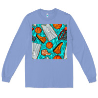 Colony Blue basketball uniform and hoop seamless pattern Long Sleeve Tee - BundleAndBundleShop