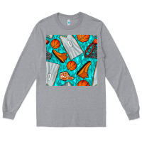 Heather Grey basketball uniform and hoop seamless pattern Long Sleeve Tee - BundleAndBundleShop