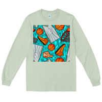 Matcha basketball uniform and hoop seamless pattern Long Sleeve Tee - BundleAndBundleShop