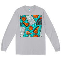 Moon Dust basketball uniform and hoop seamless pattern Long Sleeve Tee - BundleAndBundleShop