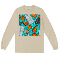 Mushroom basketball uniform and hoop seamless pattern Long Sleeve Tee - BundleAndBundleShop