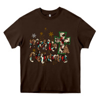Chocolate Brown merry christmas wood slice ornament Heavy Core Tee - JahusDesignShop