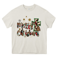 Cream merry christmas wood slice ornament Heavy Core Tee - JahusDesignShop