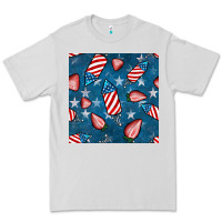 Dove Grey 4th uf july strawberries seamless pattern Premium Tee - BundleAndBundleShop