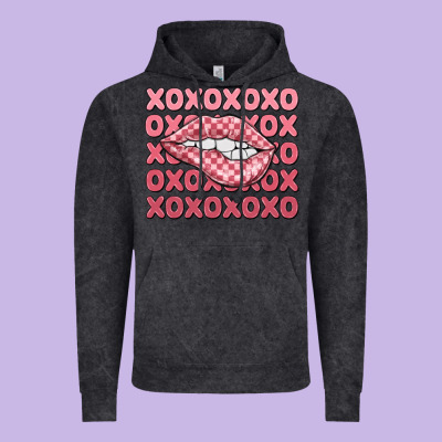 Xoxo Checker Lips Vintage Hoodie Designed By Maliassmallbusiness