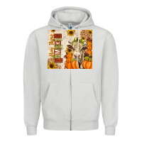 Dove Grey Fall Hay There Pumpkin Zipper Hoodie - texasbilliewilder