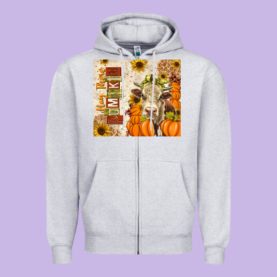 Fall Hay There Pumpkin Zipper Hoodie Designed By Texasbilliewilder
