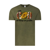 Vintage Olive with god all things are possible Vintage Tee - NancyCooperArtShop