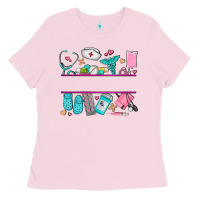 Bubblegum Pink nurse elements with costom name Ladies Tee - AdoDesignShop