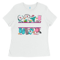 White nurse elements with costom name Ladies Tee - AdoDesignShop