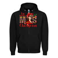 Black La mama mos Chingona Zipper Hoodie - NancyCooperArtShop