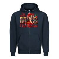 Navy La mama mos Chingona Zipper Hoodie - NancyCooperArtShop