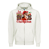 Oatmeal Heather La mama mos Chingona Zipper Hoodie - NancyCooperArtShop