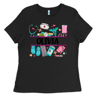 Black nurse elements with costom name Ladies Tee - AdoDesignShop