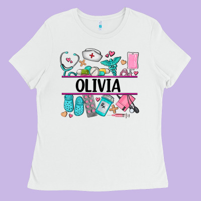 Nurse Elements With Costom Name Ladies Tee Designed By Adodesignshop