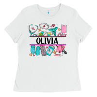 White nurse elements with costom name Ladies Tee - AdoDesignShop