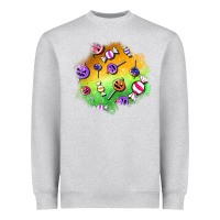 Heather Grey halloween candy patches Heavyweight Sweatshirt - BundleAndBundleShop