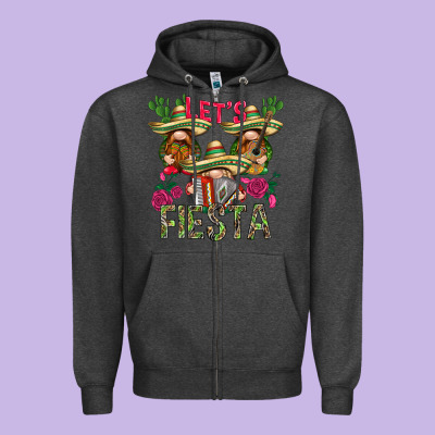 Let's Fiesta With Gnomes Zipper Hoodie Designed By Nancycooperartshop