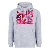 Heather Grey Lips like sugar Valentine's Day Heavyweight Hoodie - HowdyJamesFarm