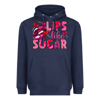 Navy Lips like sugar Valentine's Day Heavyweight Hoodie - HowdyJamesFarm
