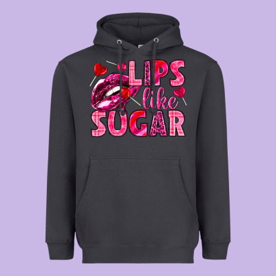 Lips Like Sugar Valentine's Day Heavyweight Hoodie Designed By Howdyjamesfarm