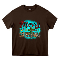 Chocolate Brown merry christmas wood slice ornament Heavy Core Tee - JahusDesignShop