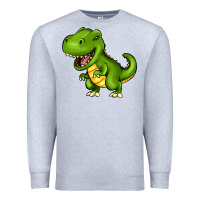 Heather Grey Cartoon T-Rex Premium Sweatshirt - HowdyJamesFarm