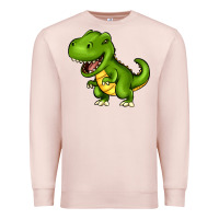 Pale Pink Cartoon T-Rex Premium Sweatshirt - HowdyJamesFarm