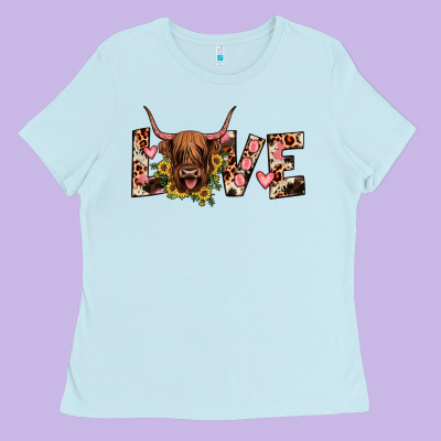 Highland Cow Love Ladies Tee Designed By Jahusdesignshop