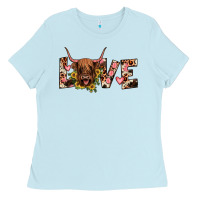 Baby Blue highland cow love Ladies Tee - JahusDesignShop