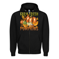Black Farm Fresh Pumpkins Zipper Hoodie - texasbilliewilder