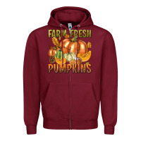 Burgundy Farm Fresh Pumpkins Zipper Hoodie - texasbilliewilder
