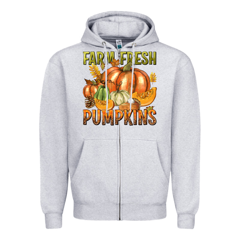 Farm Fresh Pumpkins Zipper Hoodie by texasbilliewilder | Teevron