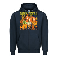 Navy Farm Fresh Pumpkins Zipper Hoodie - texasbilliewilder