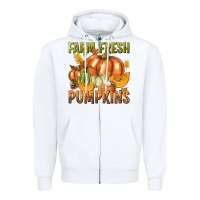 White Farm Fresh Pumpkins Zipper Hoodie - texasbilliewilder