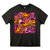 Asphalt halloween witchy pumpkin seamless pattern Heavy Core Tee - BundleAndBundleShop