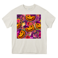 Cream halloween witchy pumpkin seamless pattern Heavy Core Tee - BundleAndBundleShop