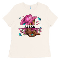 Pink Costom Name Cowgirl Hat And Roses Ladies Tee | Teevron