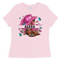 Bubblegum Pink pink costom name cowgirl hat and roses Ladies Tee - AdoDesignShop
