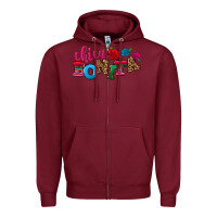 Burgundy Chica bonita Zipper Hoodie - NancyCooperArtShop