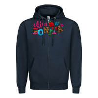 Navy Chica bonita Zipper Hoodie - NancyCooperArtShop