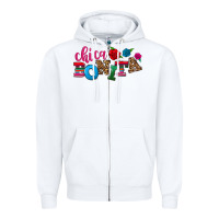 White Chica bonita Zipper Hoodie - NancyCooperArtShop