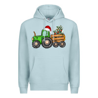 Blue Mist christmas tractor Premium Hoodie - CowGirlArtShop